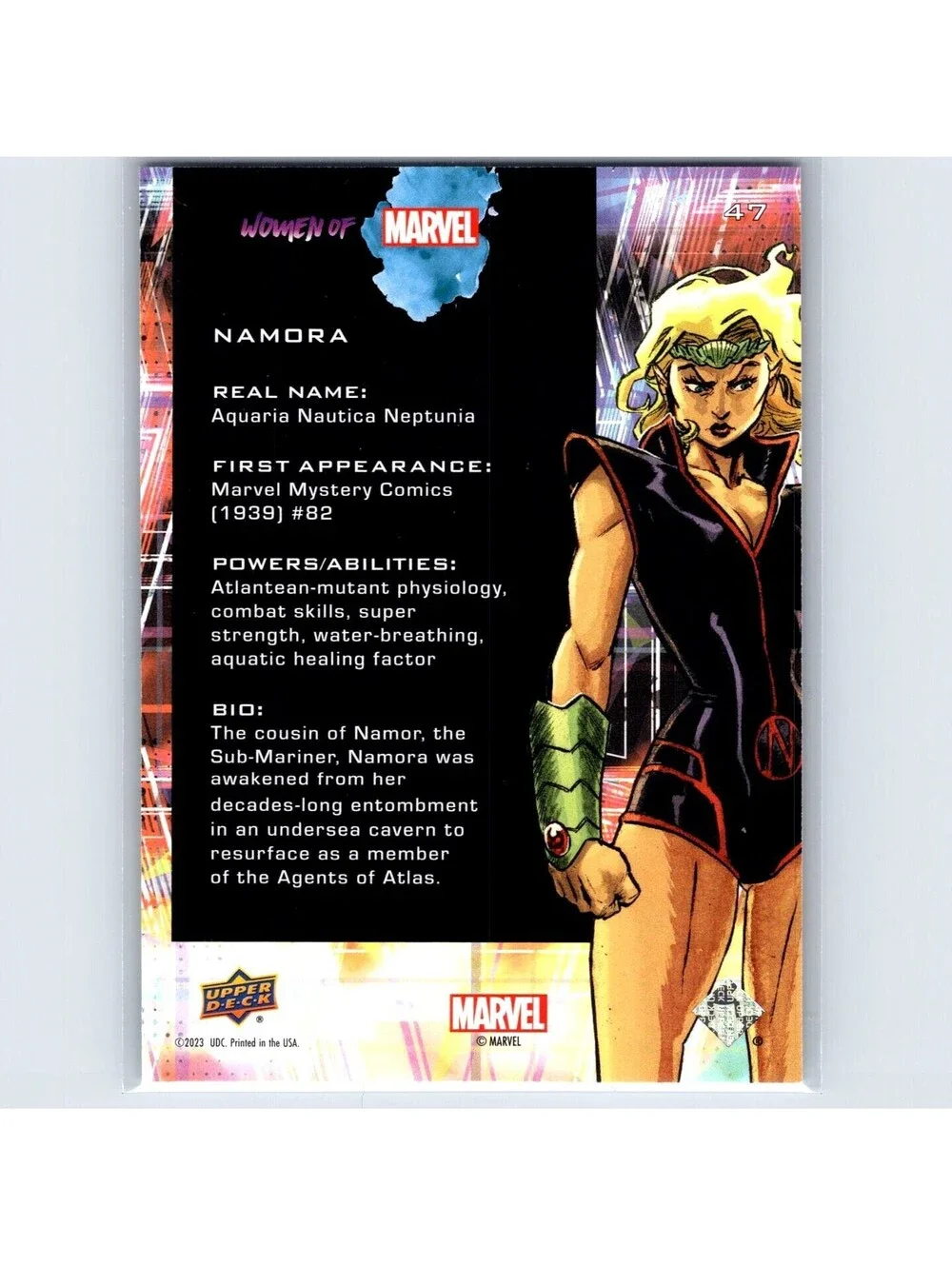 2024 Upper Deck Women of Marvel Namora #47 Gold Lt FX #'d #/33